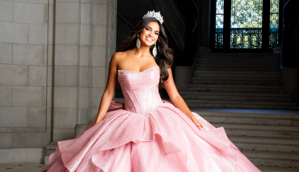 fall beach wedding dresses 15715 STRAPLESS LAYERED BALL GOWN WITH BOW DETAIL (NAVY-GOLD) main image 1