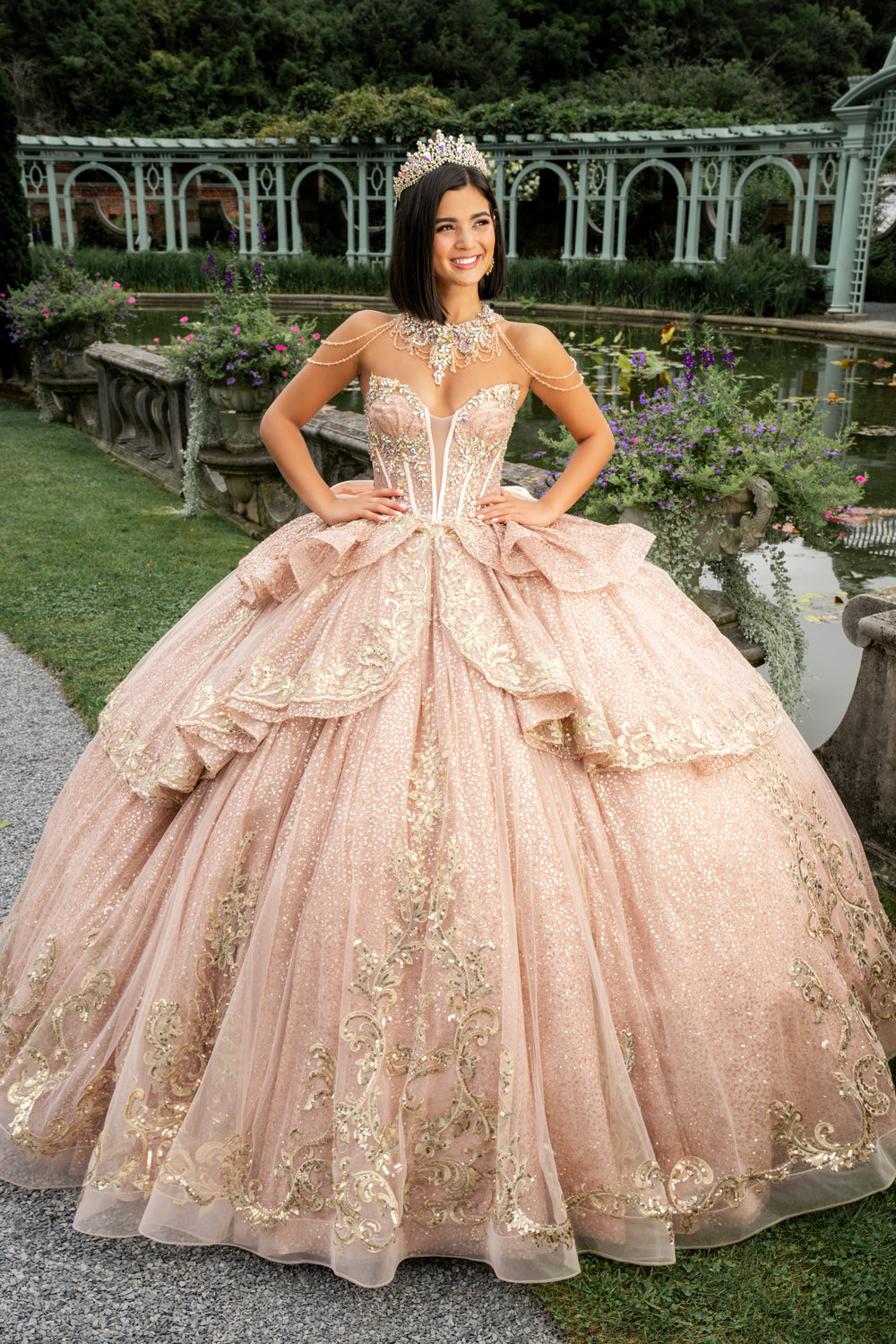 Flounced Quinceaera Dress | Quinceaera Dress With Necklace Flounced Quinceaera Dress | Quinceaera Dress With Necklace