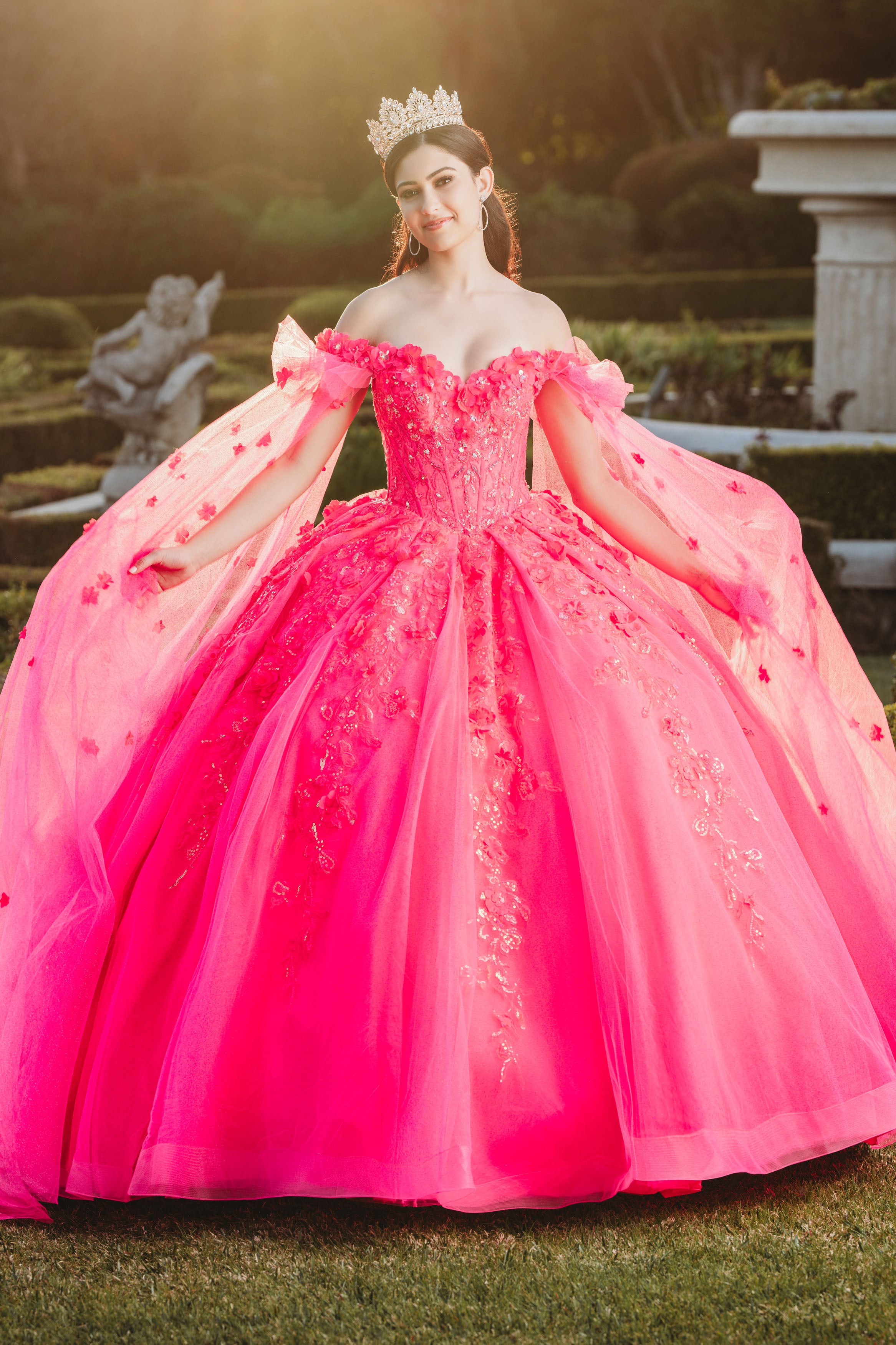 pink quince dress Long-Sleeve Quinceañera Dress