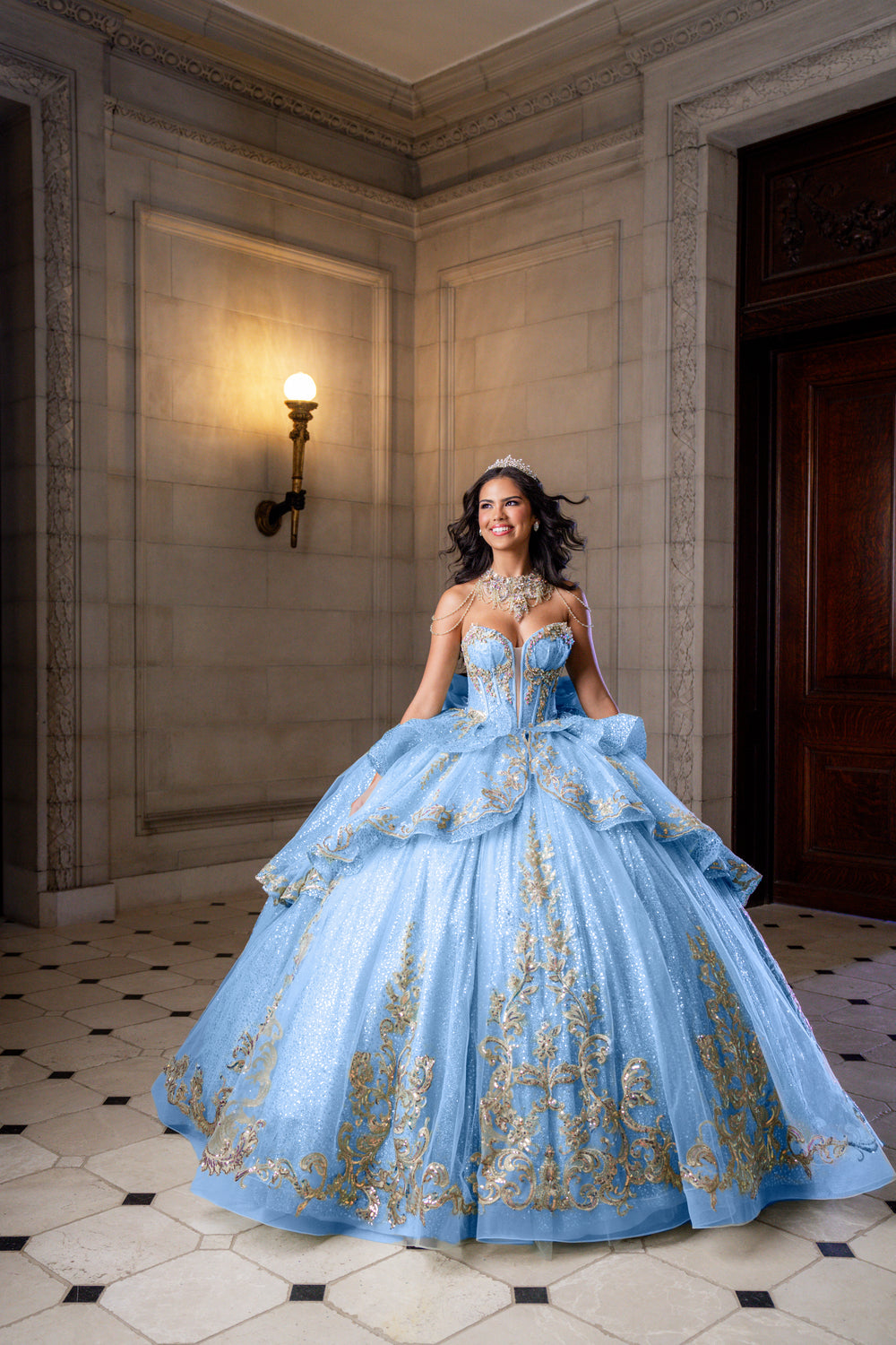 Flounced Quinceaera Dress | Quinceaera Dress With Necklace Flounced Quinceaera Dress | Quinceaera Dress With Necklace