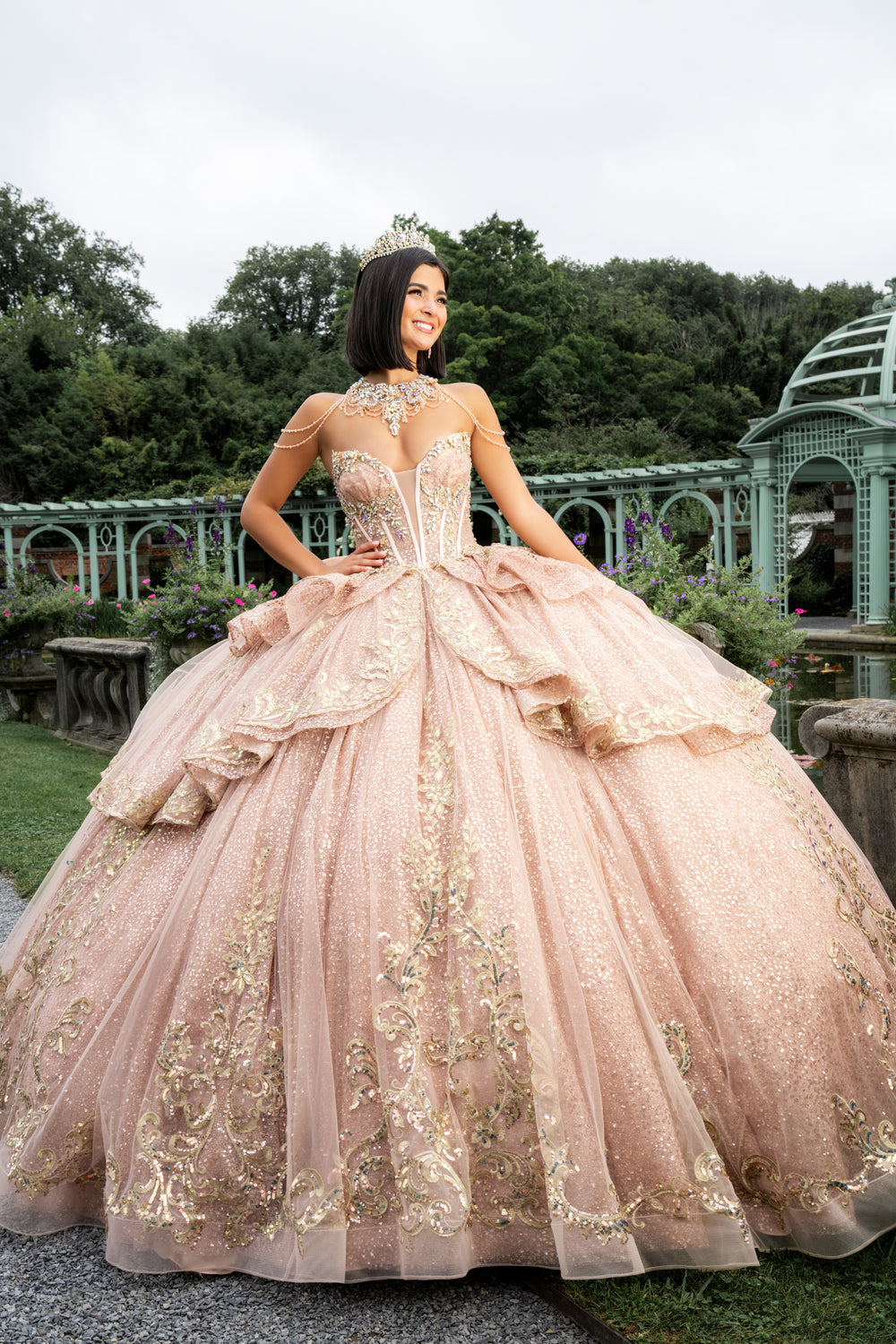 Flounced Quinceaera Dress | Quinceaera Dress With Necklace Flounced Quinceaera Dress | Quinceaera Dress With Necklace