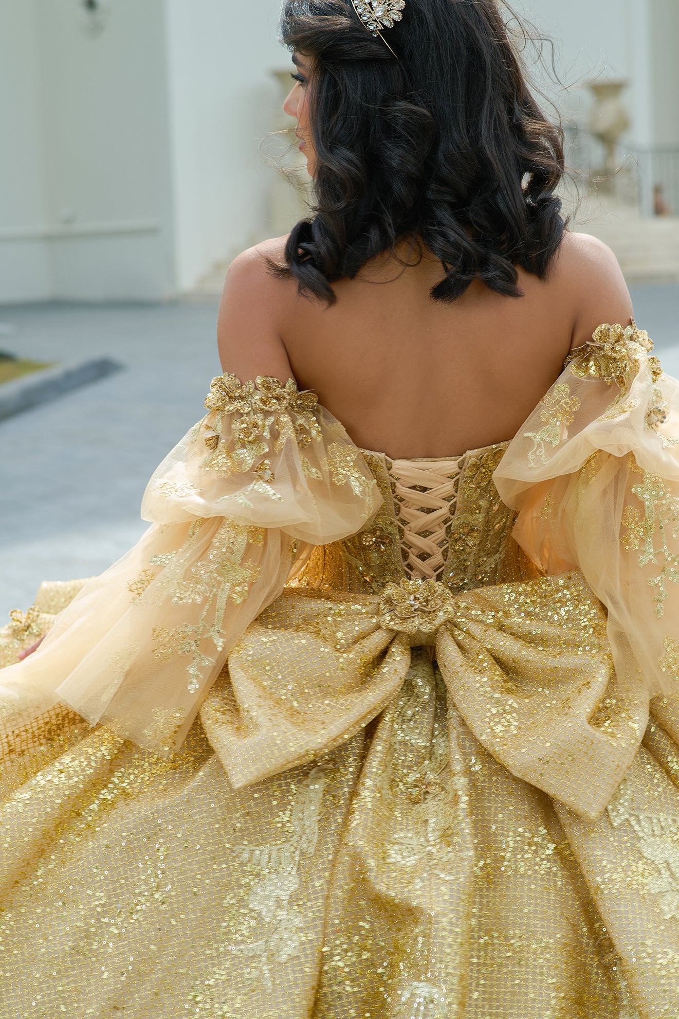 quince gold dama dresses Damas Quinceanera Dresses 9510