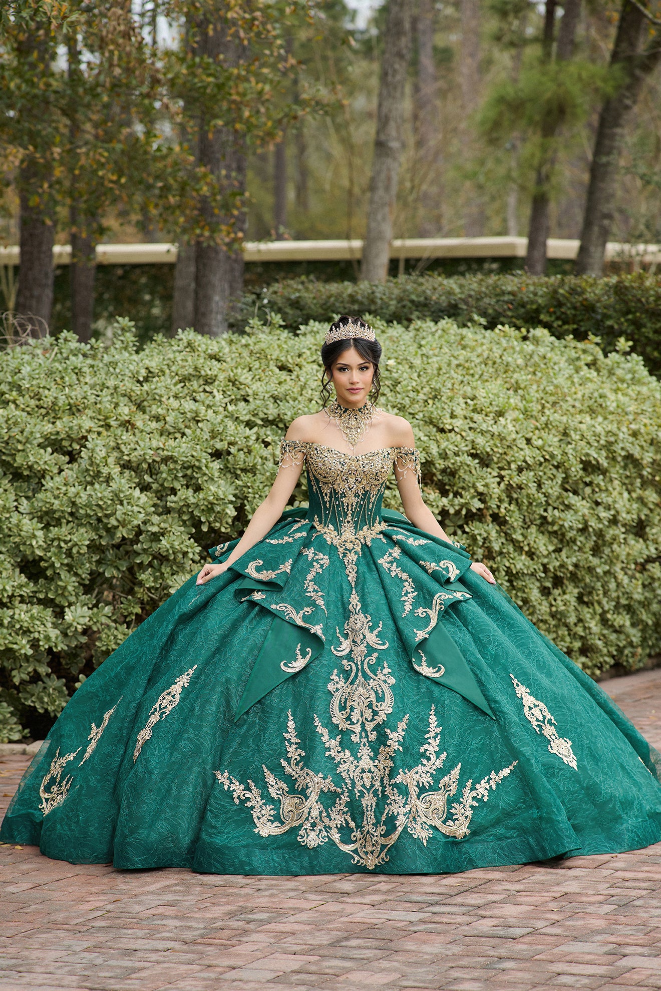 15 green dress Enchanting Green Alta Couture Quinceaera Dresses