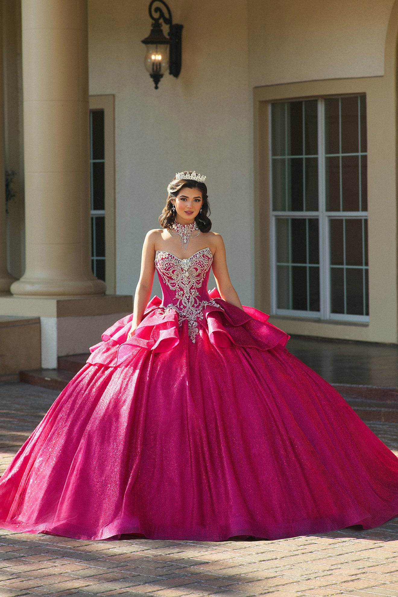 hot pink quince dress Dancing Queen 1957 Long Quinceanera Fuchsia / 2XLarge Floor Length 8 Hot Pink Quinceaera Dress with